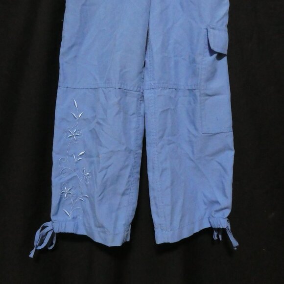 WARDROBE ESSENTIALS | 6x | Girl's Blue Lightweight Cargo Pants | Tie Bottoms - Picture 7 of 16